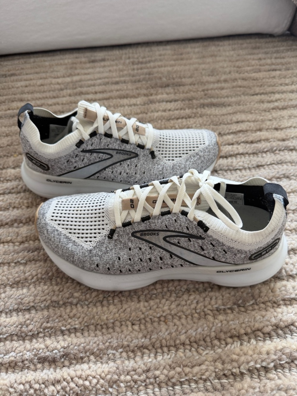 Brooks White and Gray Athletic Running Shoes